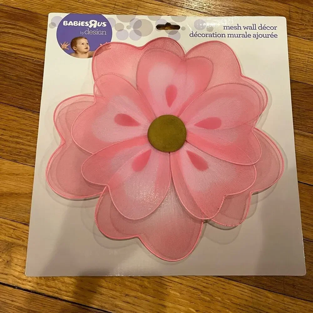 Babies R Us by Design Mesh Wall Decor Flower Pink 9.45” x 9.45”
